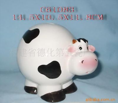 牛錢(qián)罐,奶牛陶瓷工藝品,奶牛陶瓷日用品